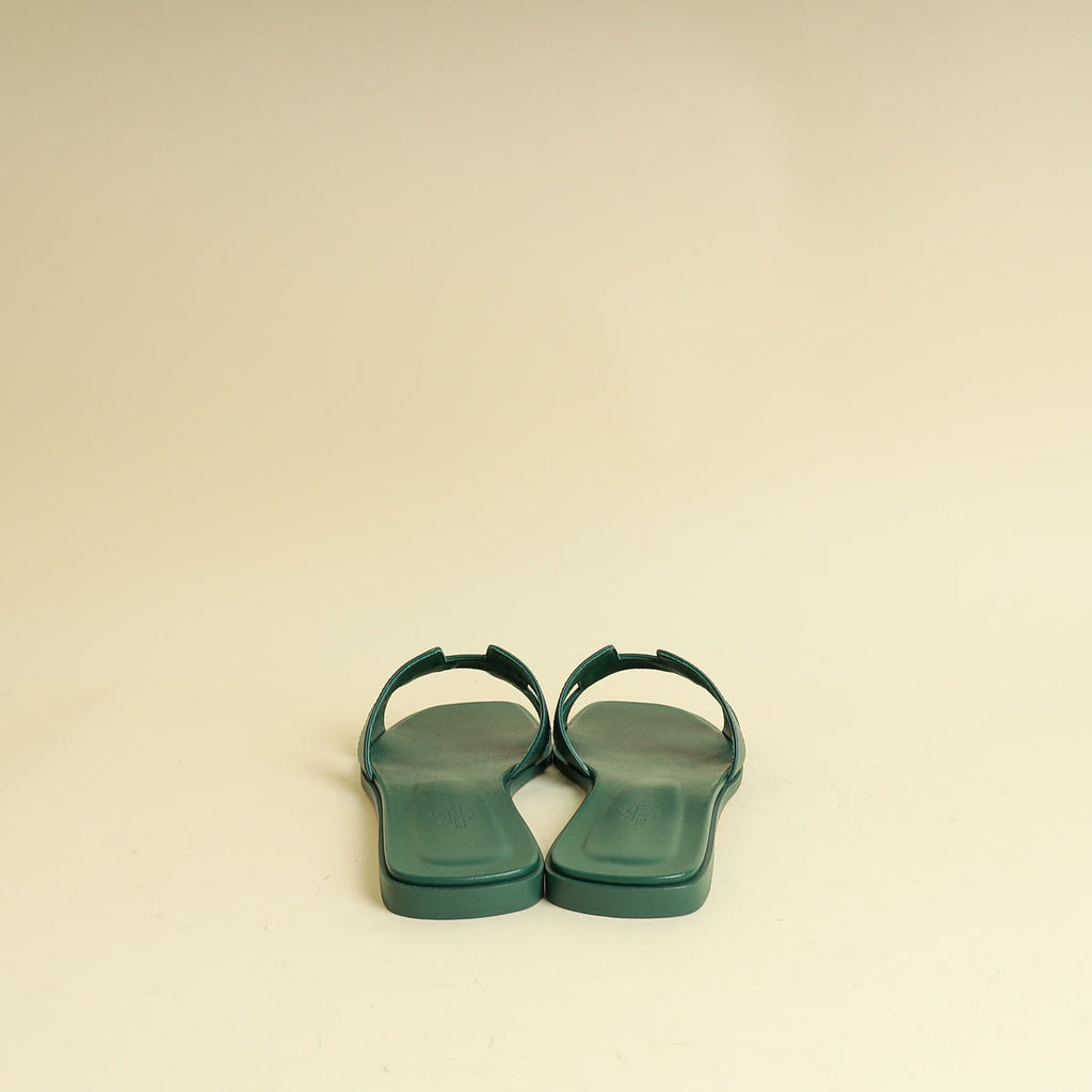 Hermes Vert Viride Oran Sandals 40
