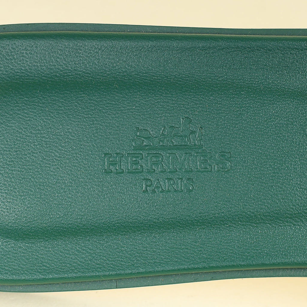 Hermes Vert Viride Oran Sandals 40