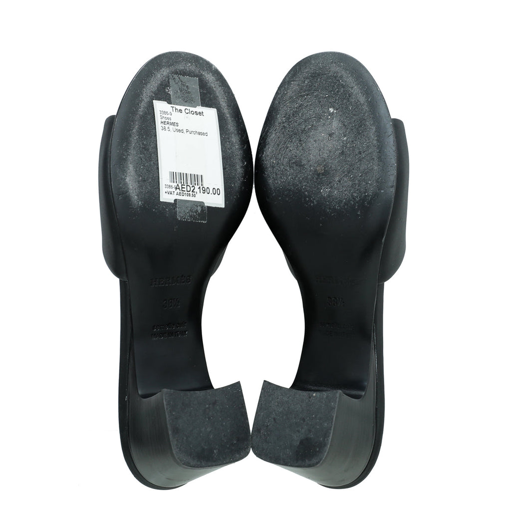 Hermes Noir Dreamy Sandal 38.5