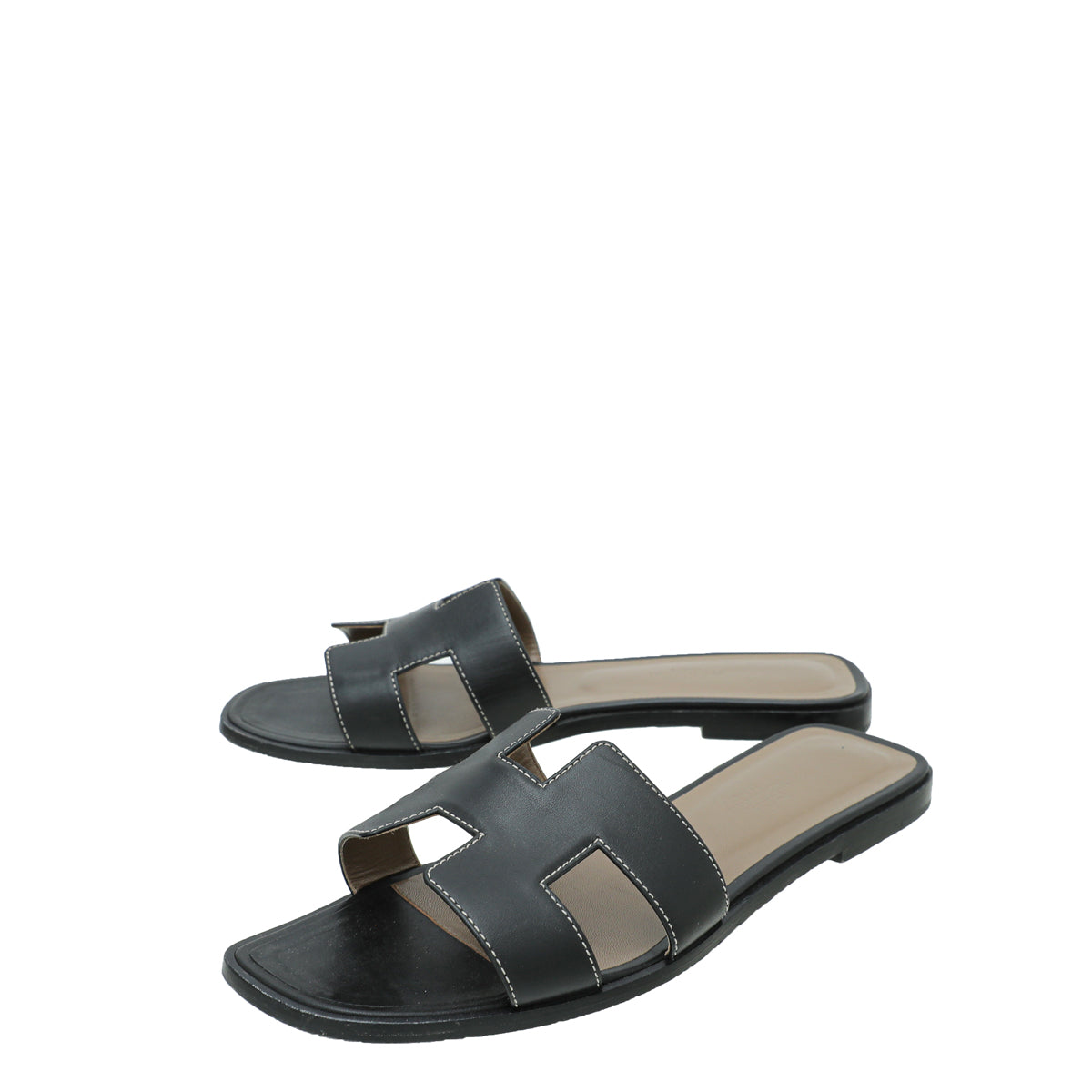 Hermes Noir Oran Box Sandal 39