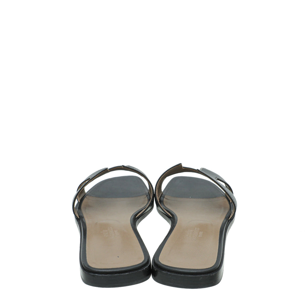 Hermes Noir Oran Box Sandal 39