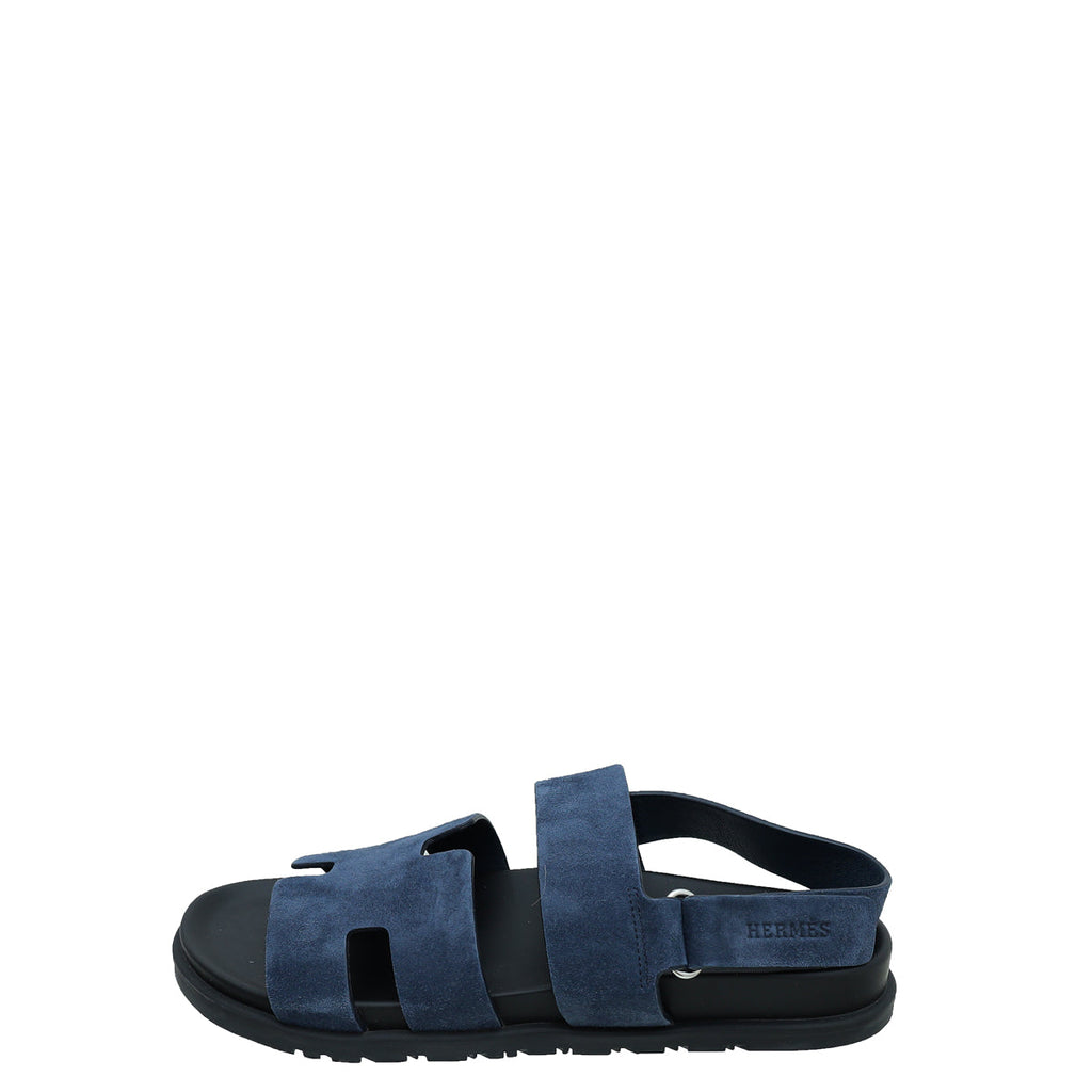 Hermes Bleu Céleste Suede Genius Sandal 42