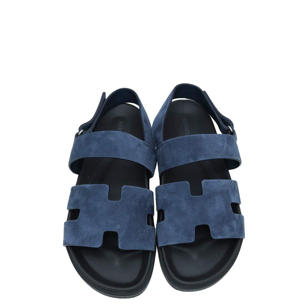 Hermes Bleu Céleste Suede Genius Sandal 42
