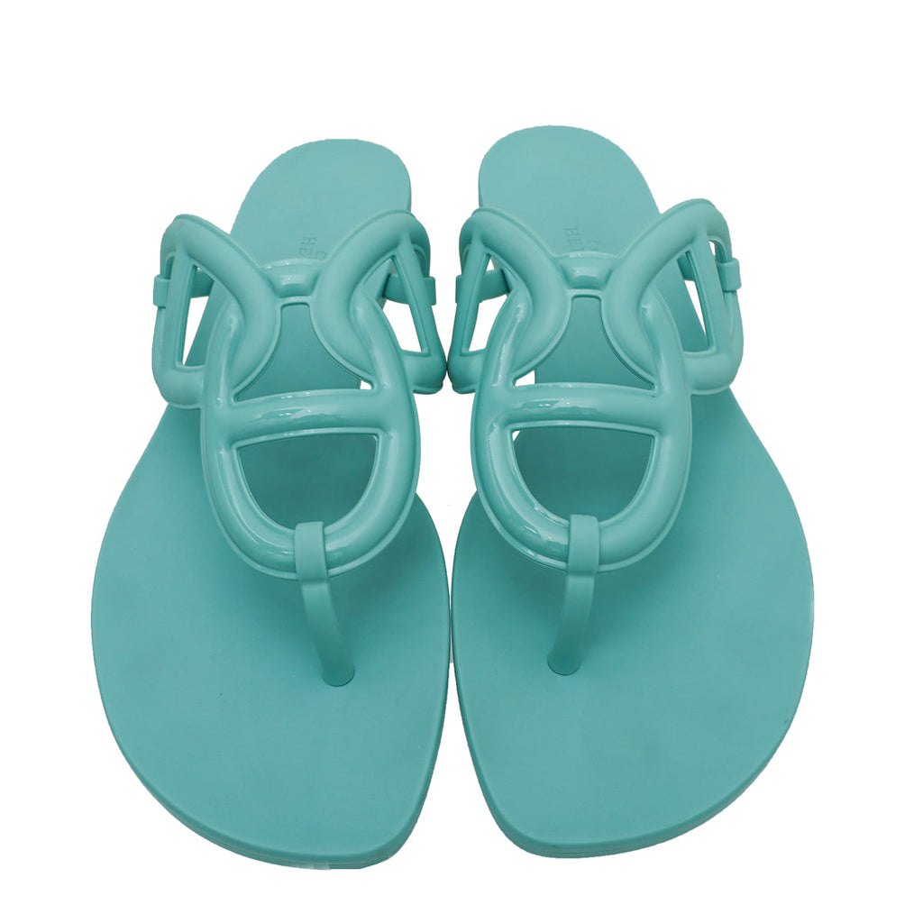 Hermes Vert Embrun Egerie Rubber Sandal 40