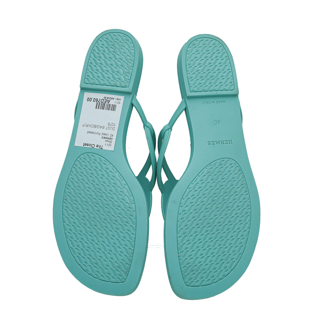 Hermes Vert Embrun Egerie Rubber Sandal 40