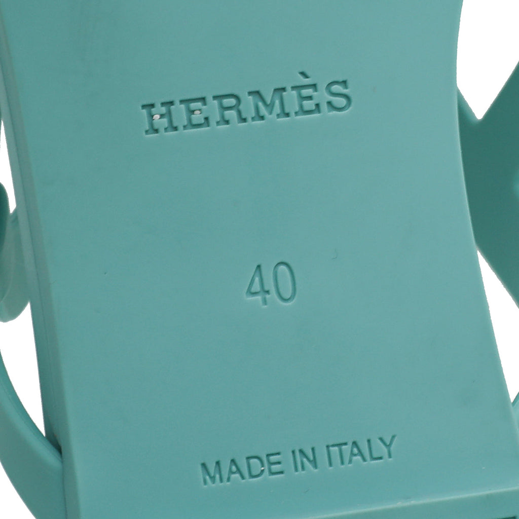 Hermes Vert Embrun Egerie Rubber Sandal 40