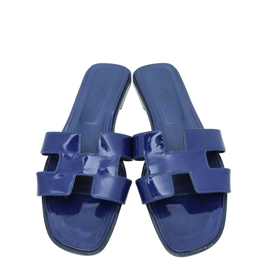 Hermes Royal Blue Oran Sandals 41
