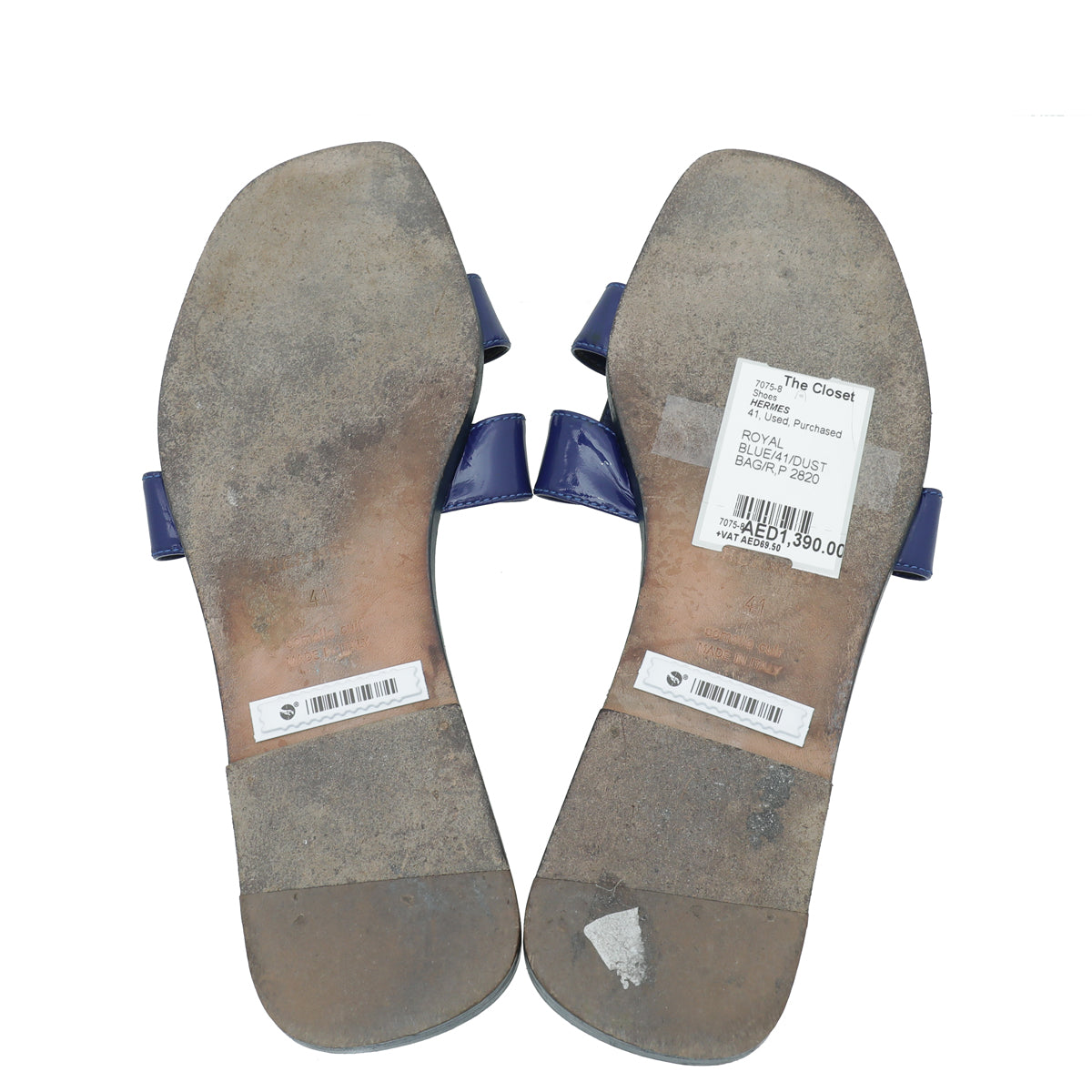 Hermes Royal Blue Oran Sandals 41