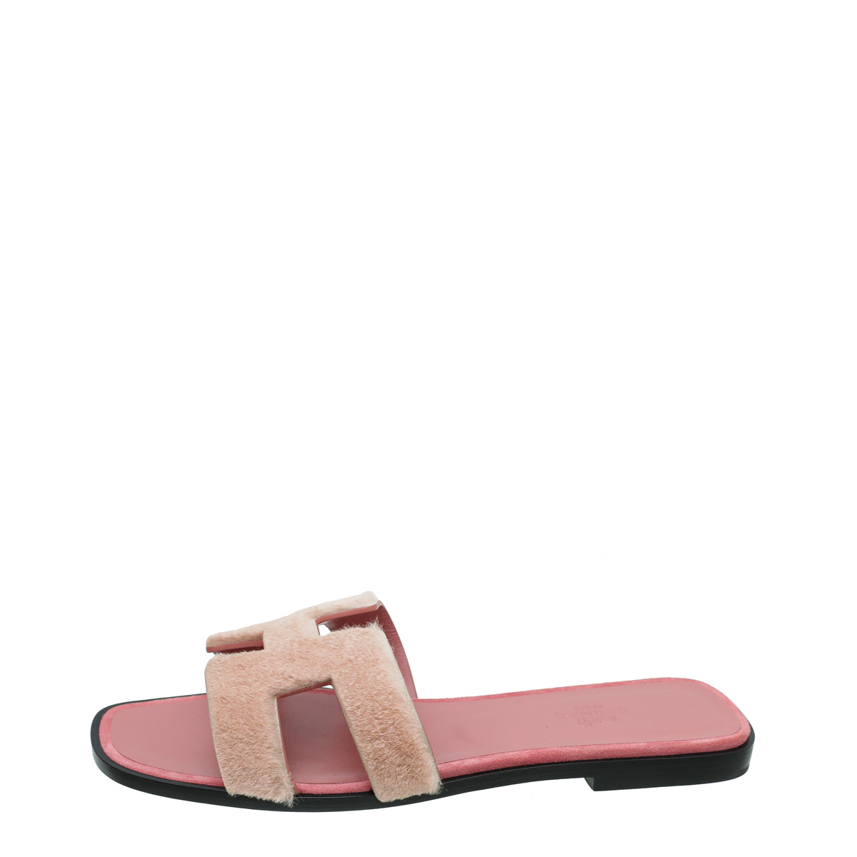 Hermes Blush Gris Fume Mink Fur Oran Sandals 39
