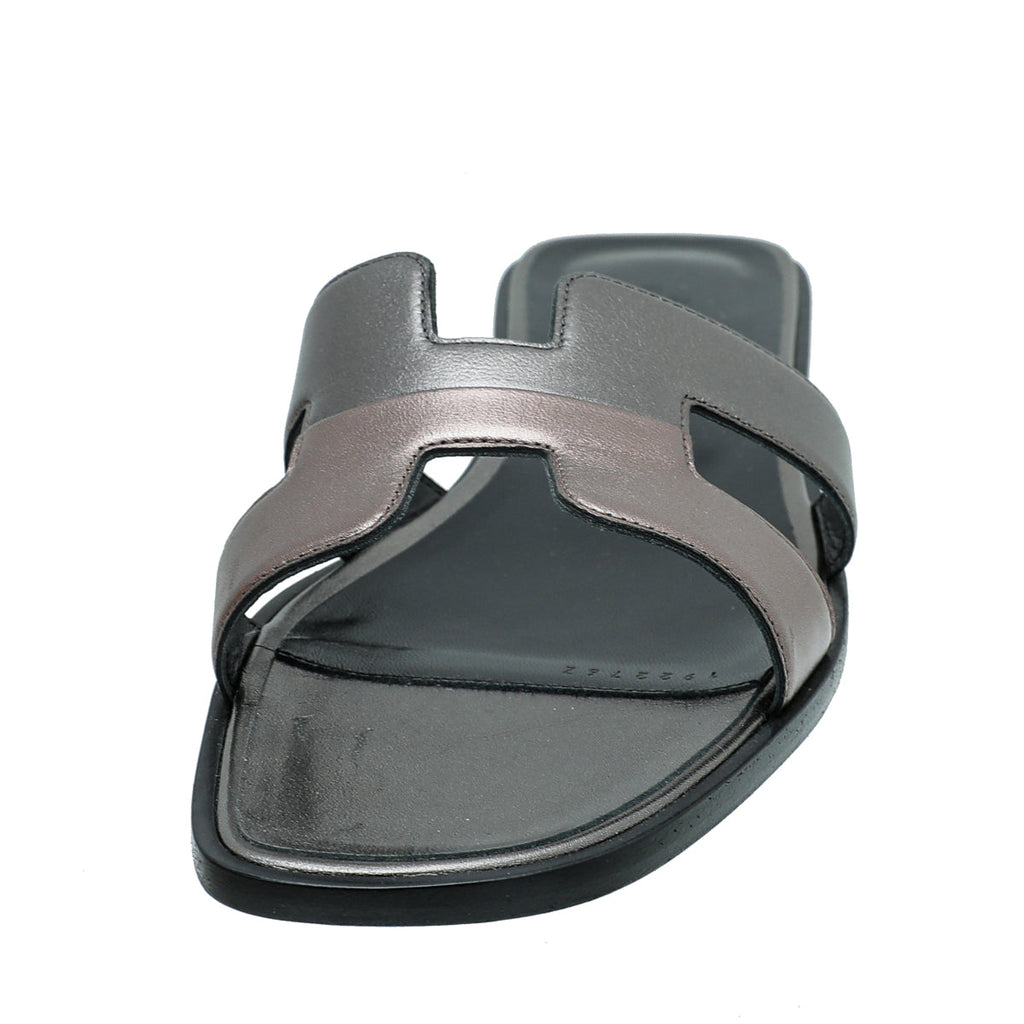 Hermes Bicolor Metallic Nappa Sandal 42
