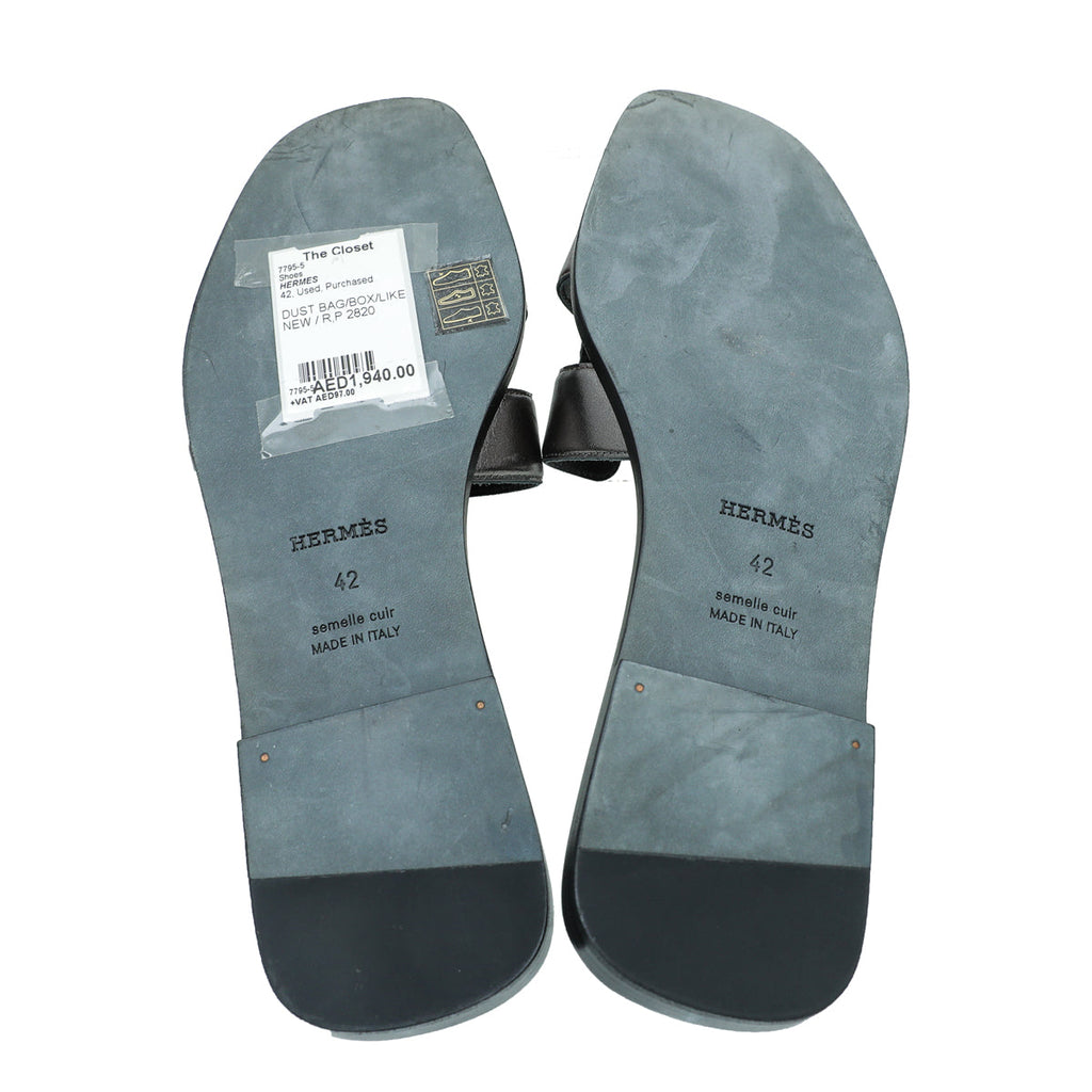 Hermes Bicolor Metallic Nappa Sandal 42