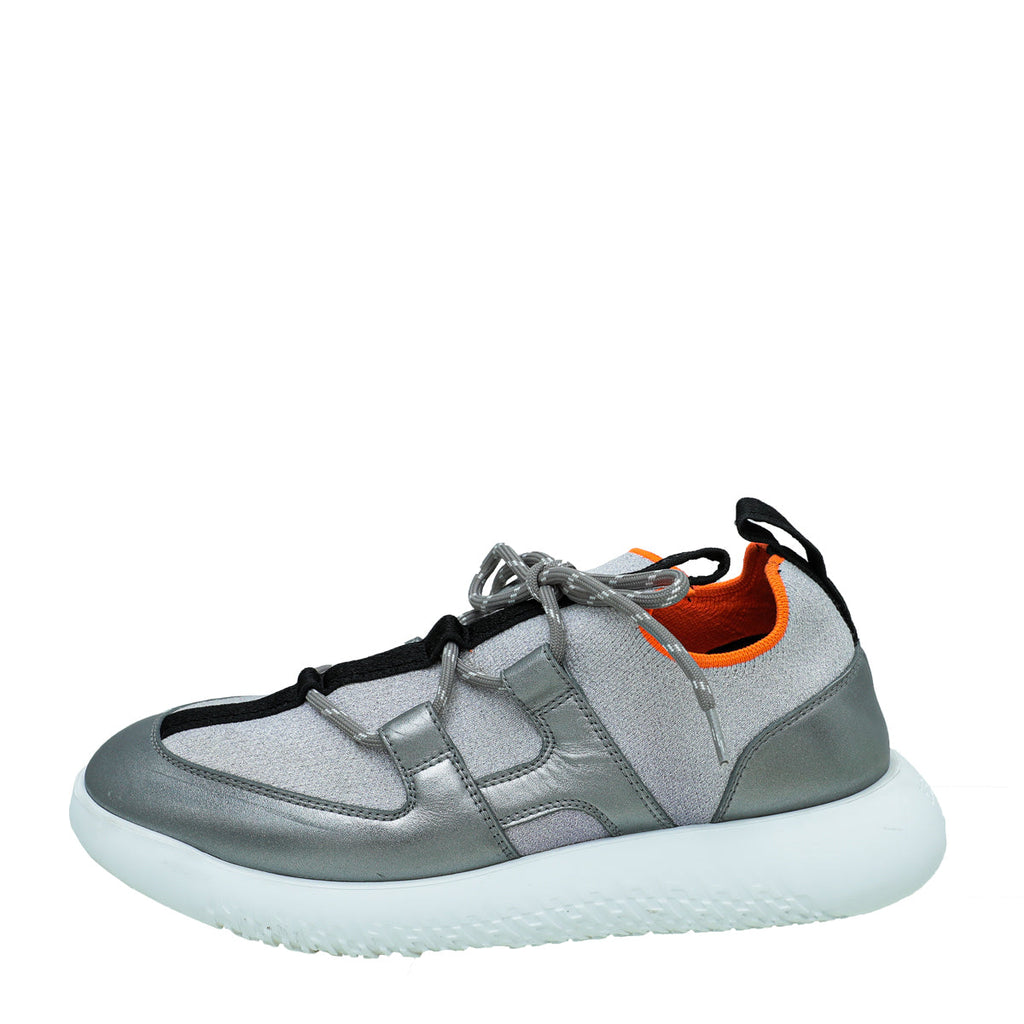 Hermes Metallic Silver Multicolor Duel Sneakers 36