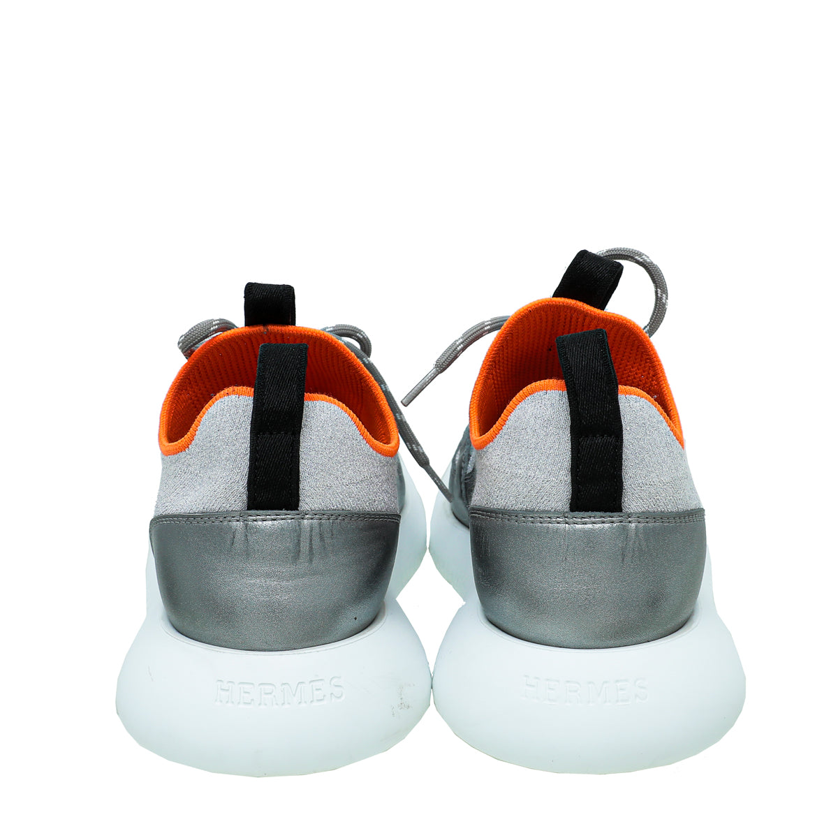 Hermes Metallic Silver Multicolor Duel Sneakers 36