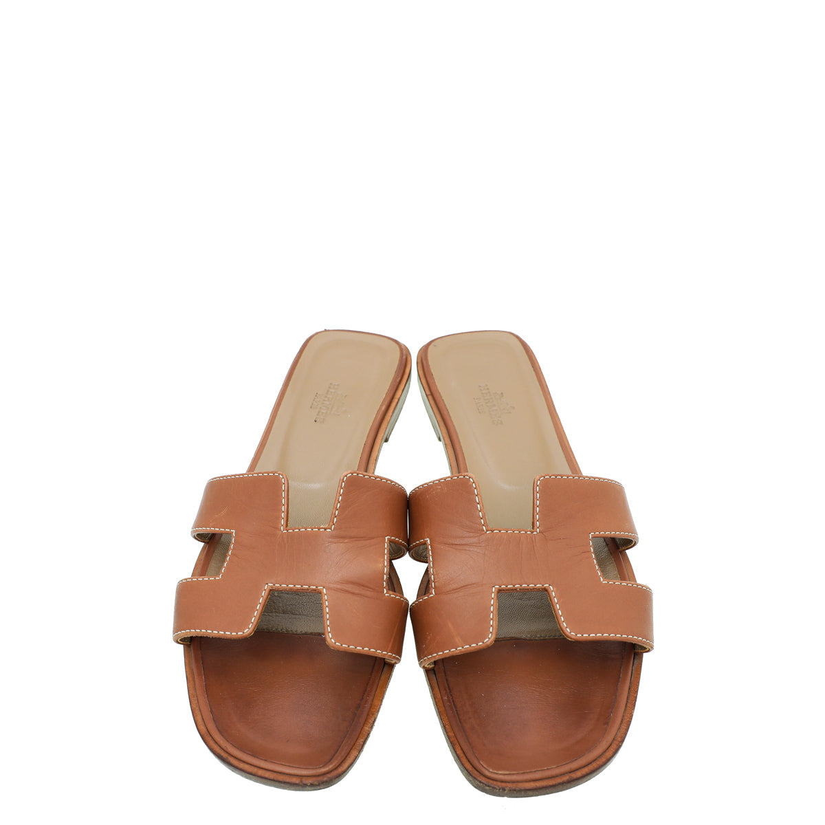 Hermes Gold Oran Calfskin Sandal 37.5