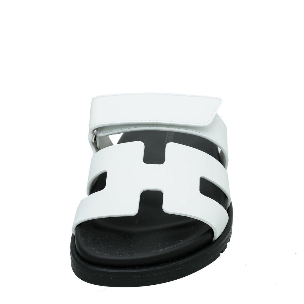 Hermes White Chypre Sandals 35.5