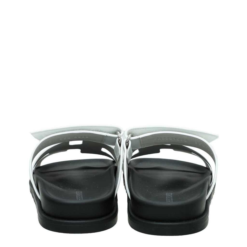 Hermes White Chypre Sandals 35.5
