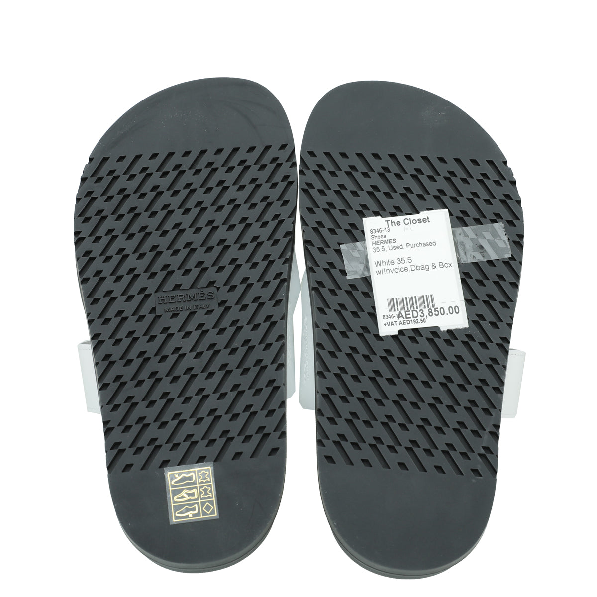 Hermes White Chypre Sandals 35.5