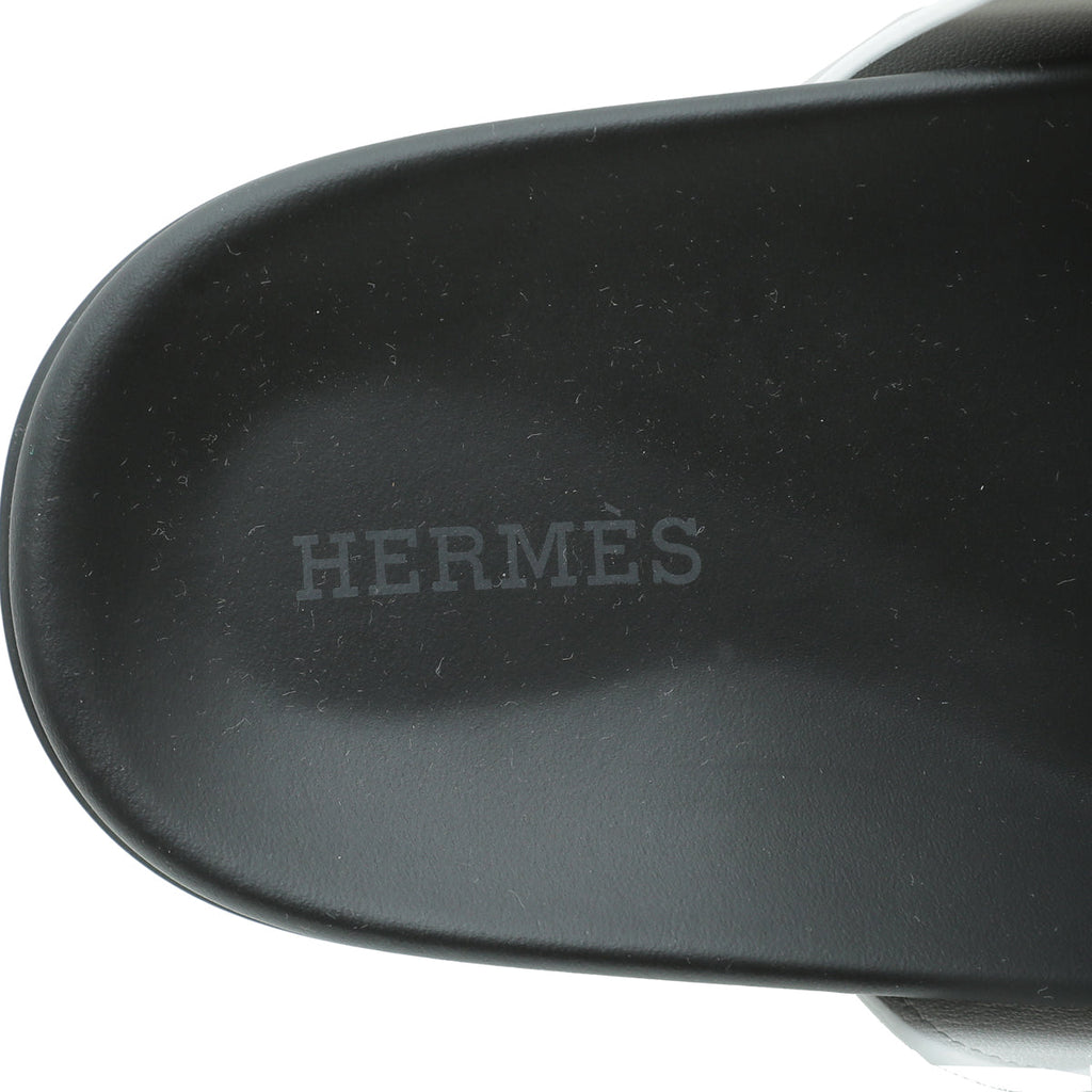 Hermes White Chypre Sandals 35.5