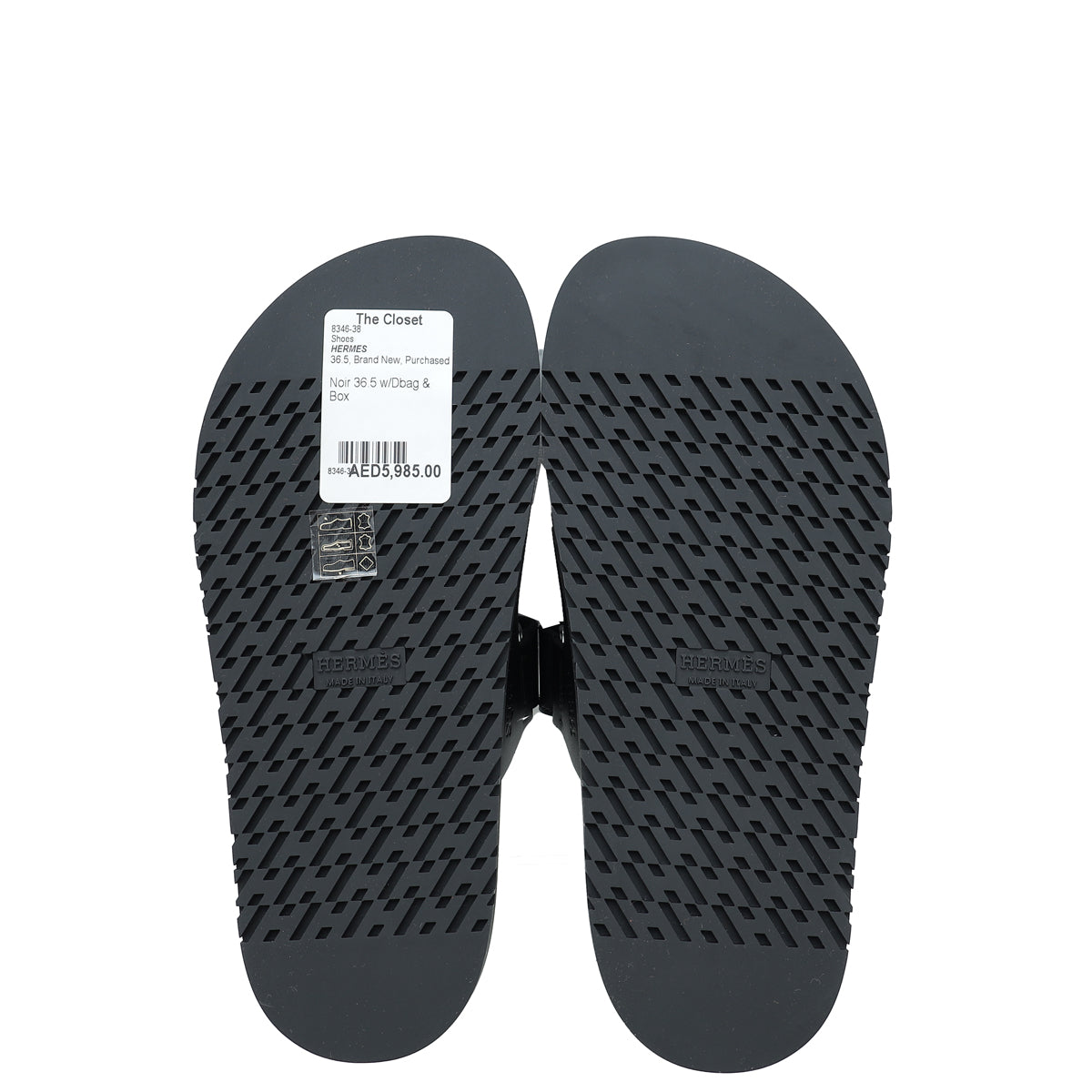 Hermes Noir Chypre Sandal 36.5