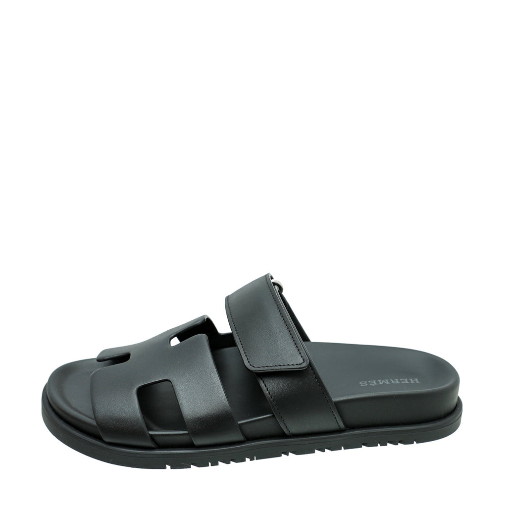 Hermes Black Chypre Sandals 36