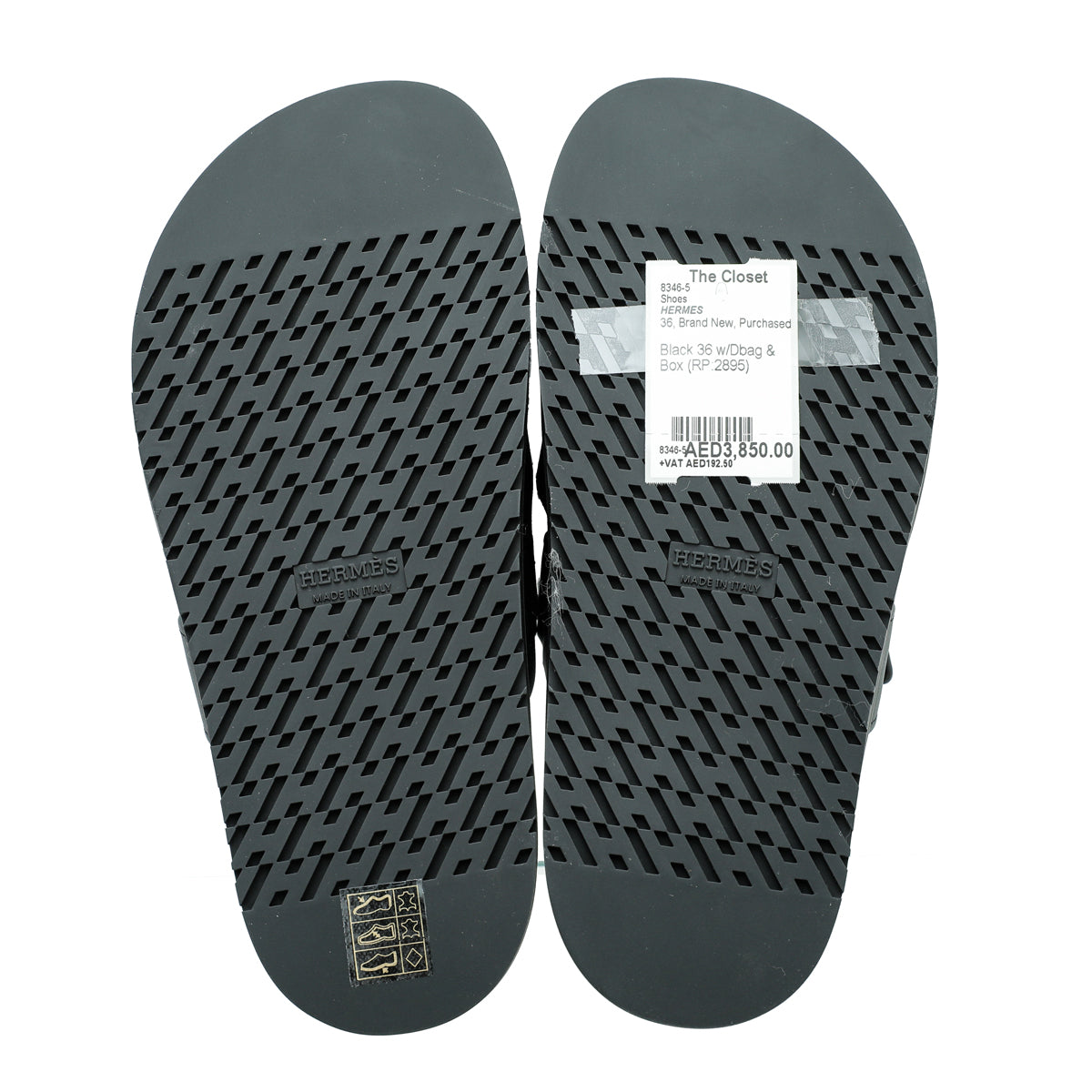 Hermes Black Chypre Sandals 36