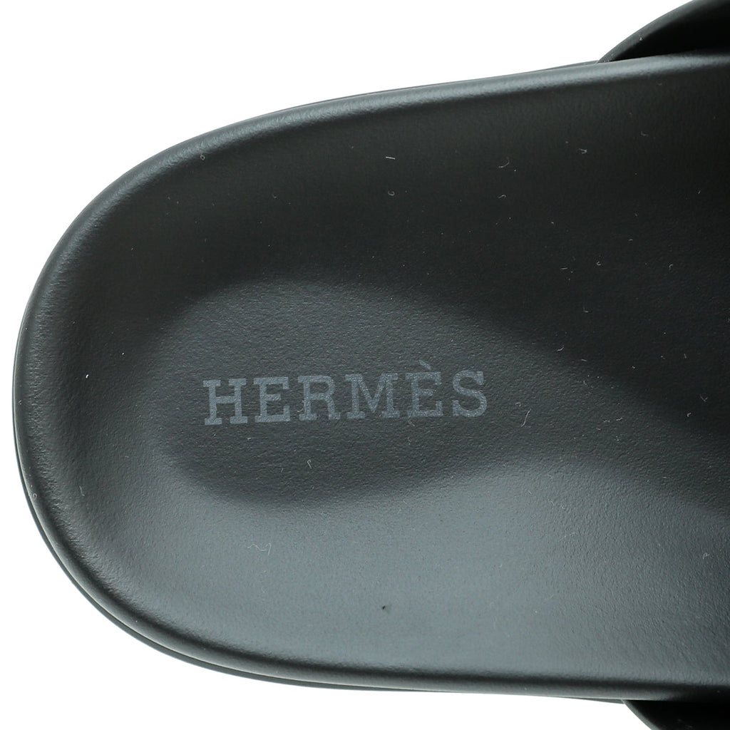 Hermes Black Chypre Sandals 36