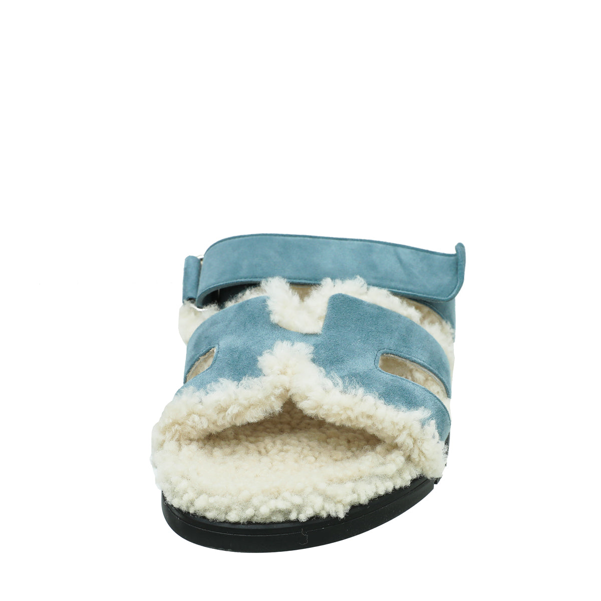 Hermes Bleu Pinède Écru Suede Wool Chypre Sandals 37