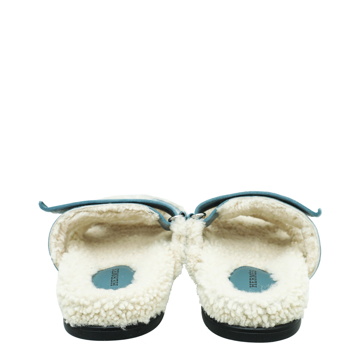 Hermes Bleu Pinède Écru Suede Wool Chypre Sandals 37