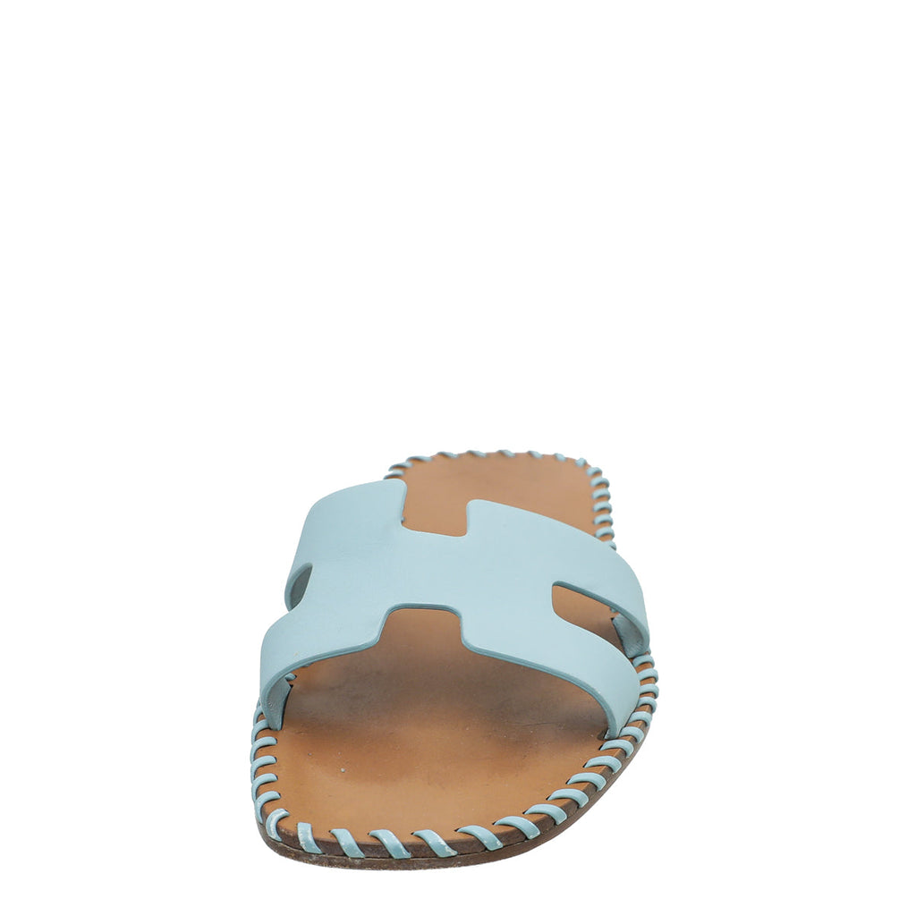 Hermes Vert D'eau Oran Braided Sole Edge Sandal 36.5