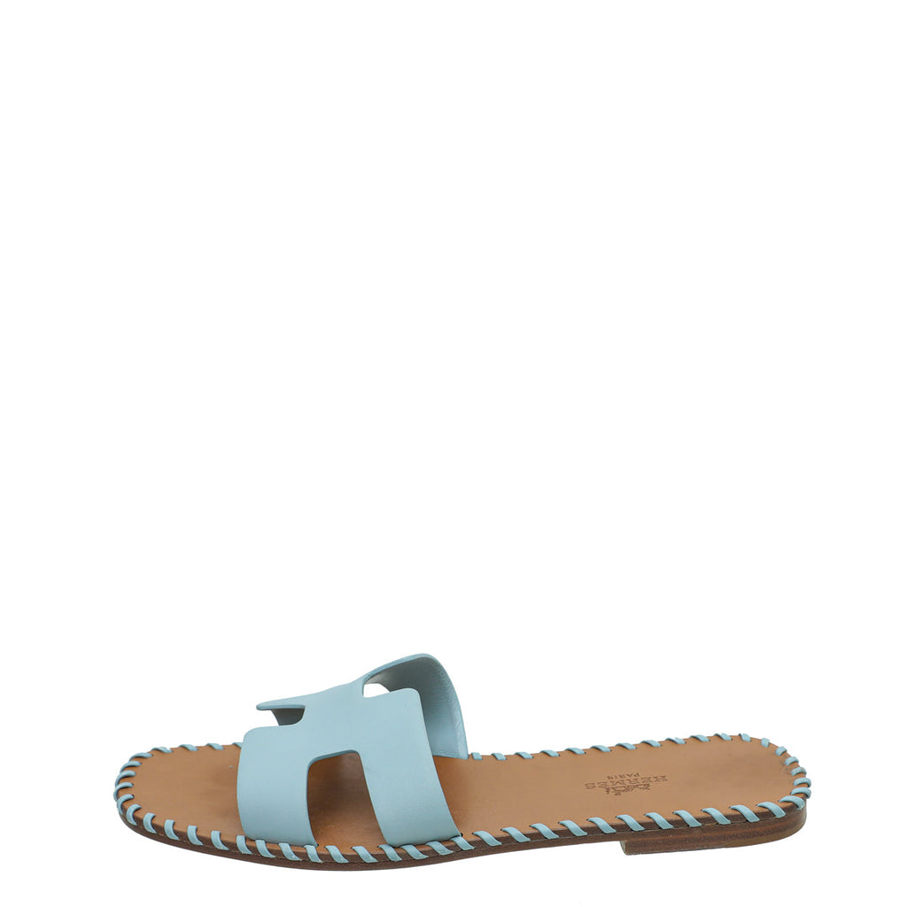 Hermes Vert D'eau Oran Braided Sole Edge Sandal 36.5