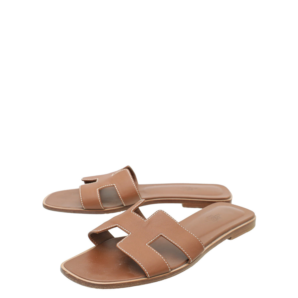 Hermes Gold Oran Sandal 39