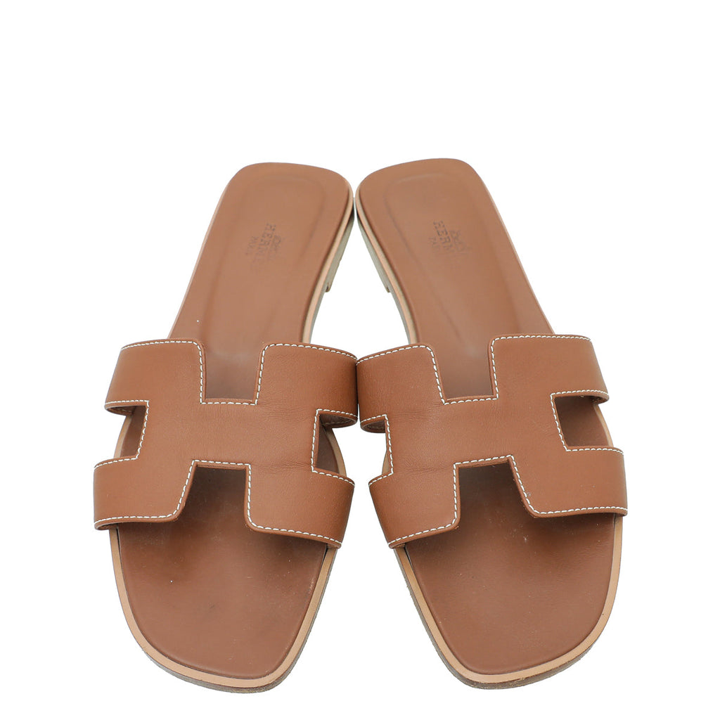 Hermes Gold Oran Sandal 39