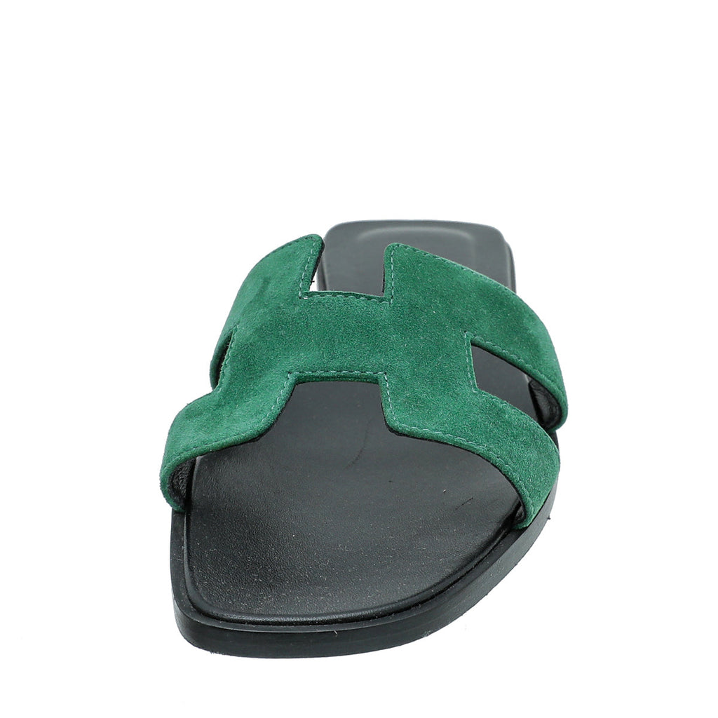 Hermes Vert Électrique Suede Oran Sandal 36.5