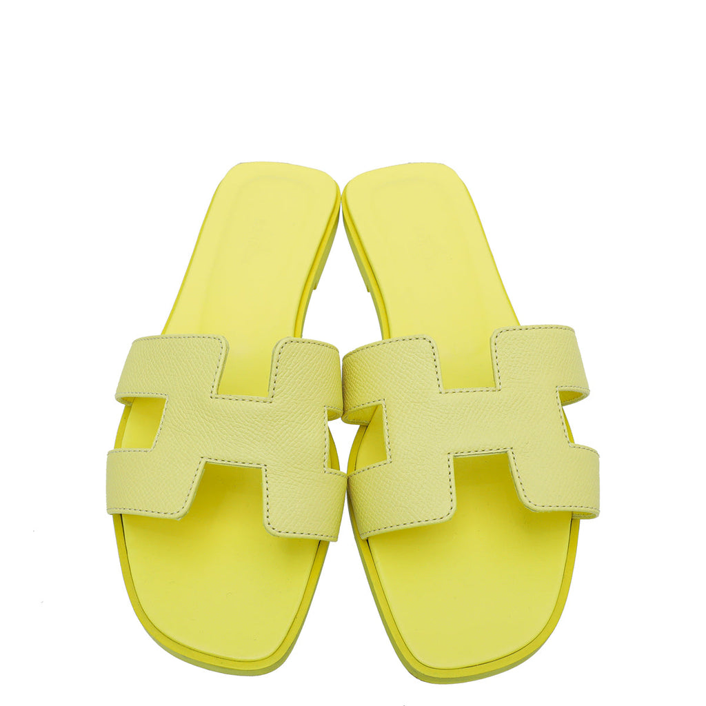 Hermes Jaune Curcuma Oran Sandals 39