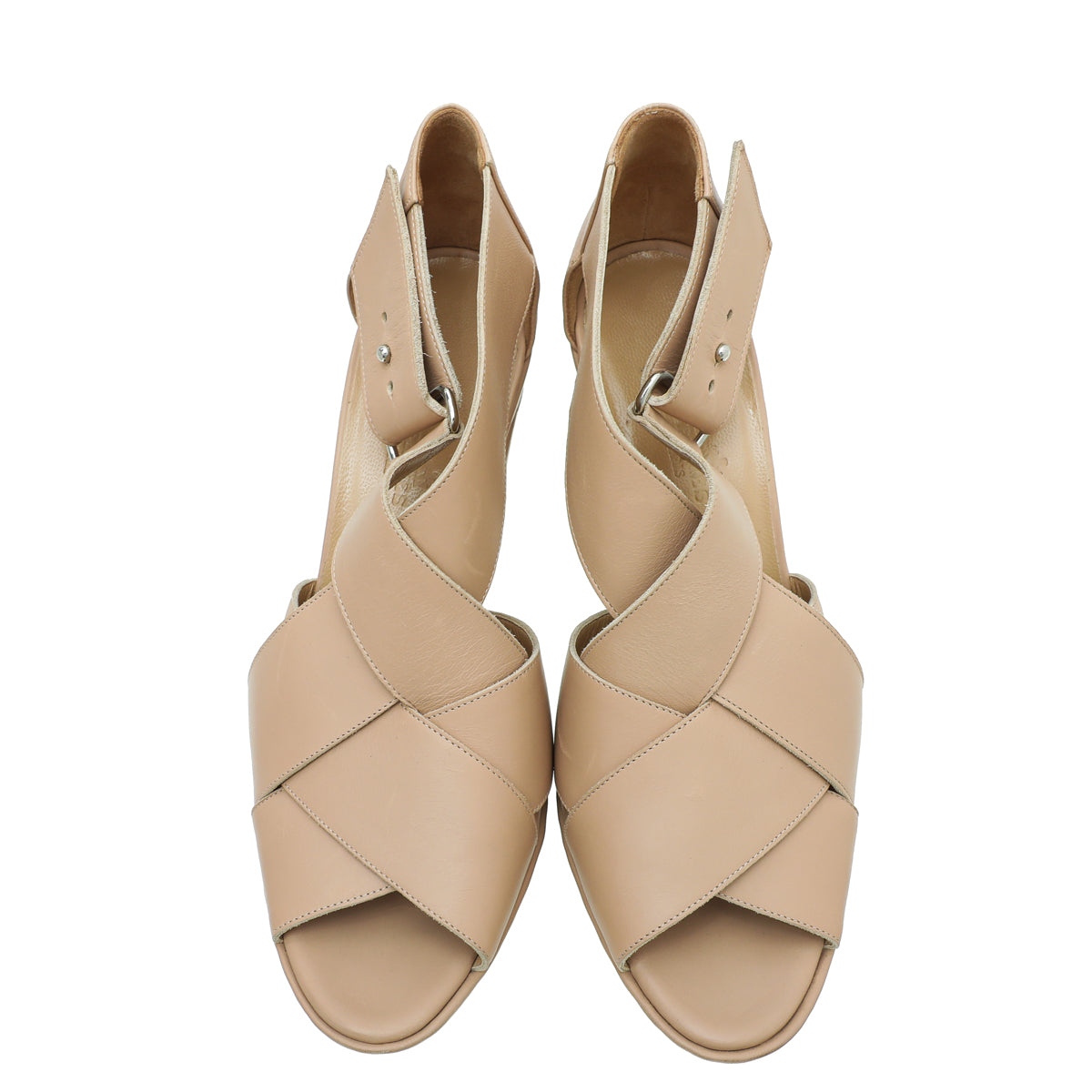 Hermes Beige Cross Strappy Platform Sandal 38