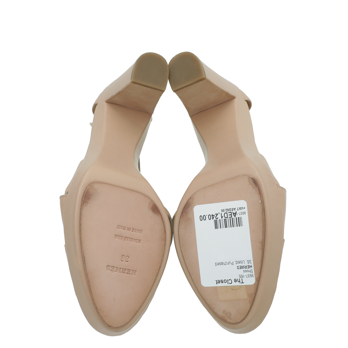 Hermes Beige Cross Strappy Platform Sandal 38