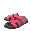 Hermes Rose Framboise Suede Goatskin Chypre Sandal 36