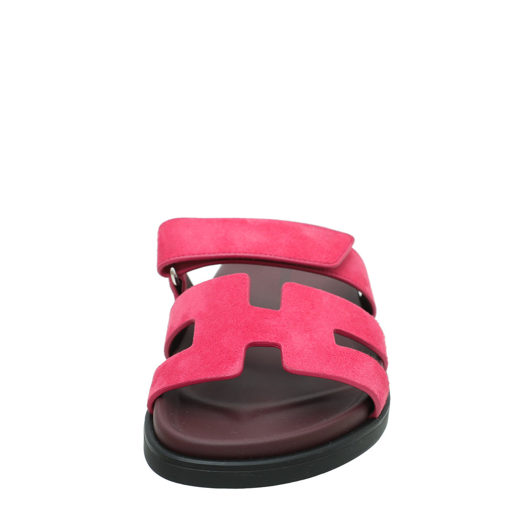 Hermes Rose Framboise Suede Goatskin Chypre Sandal 36