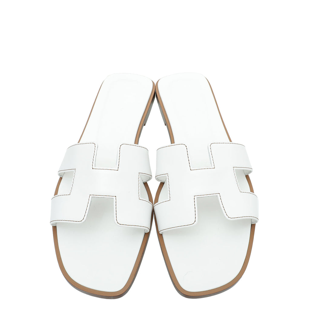 Hermes Blanc Oran Sandals 40