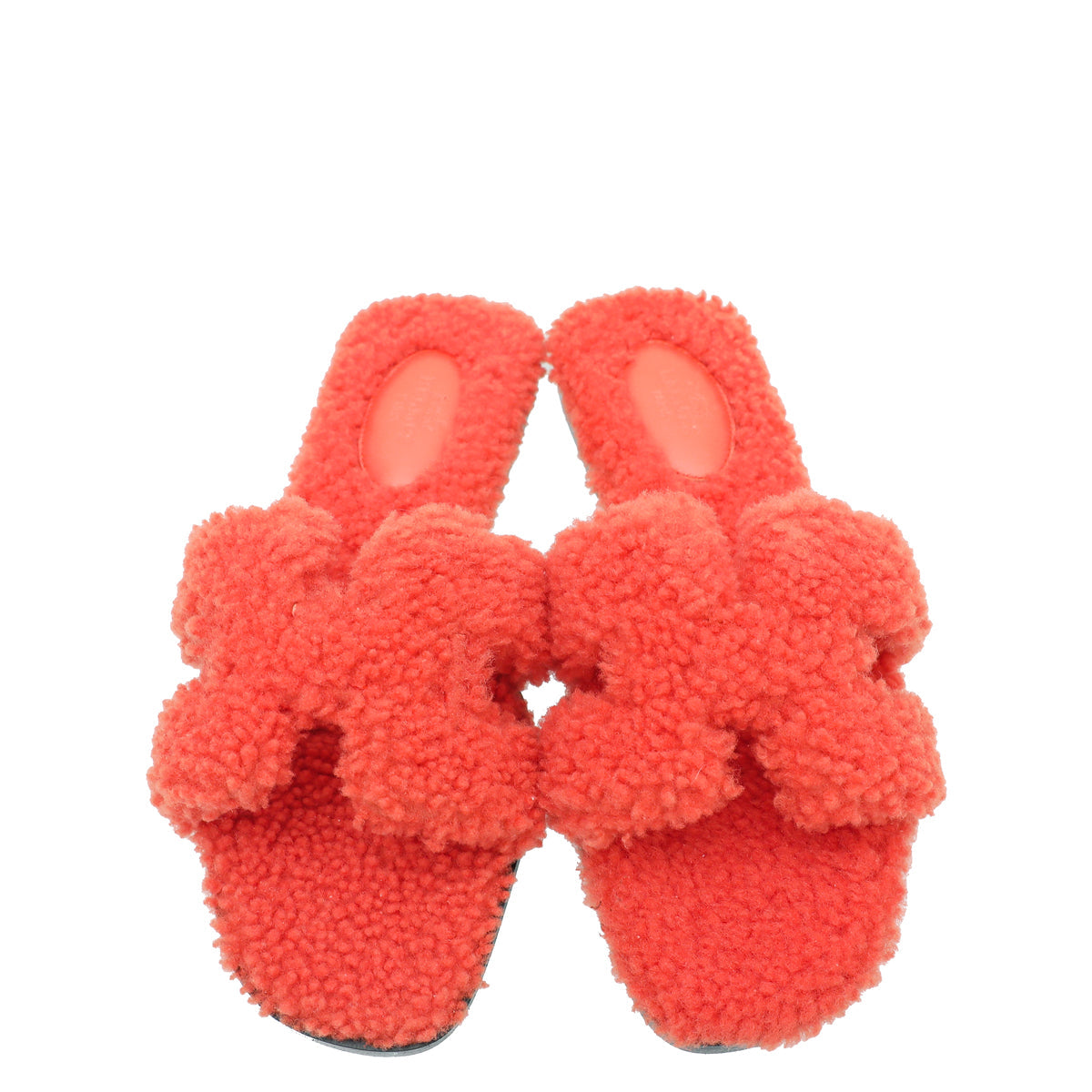 Hermes Orange Oran Woolskin Sandal 37