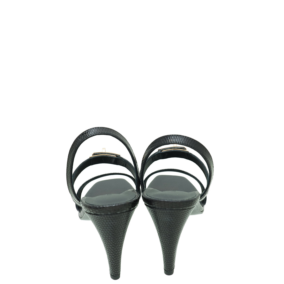 Hermes Noir Lizard Glamour 75 Sandal 39