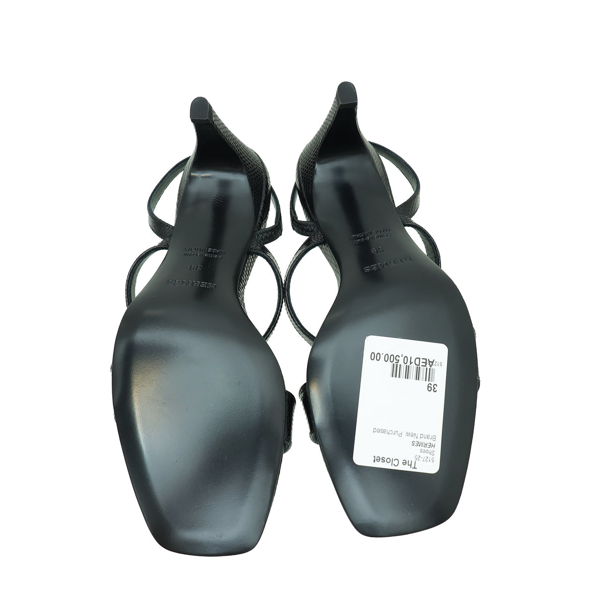 Hermes Noir Lizard Glamour 75 Sandal 39
