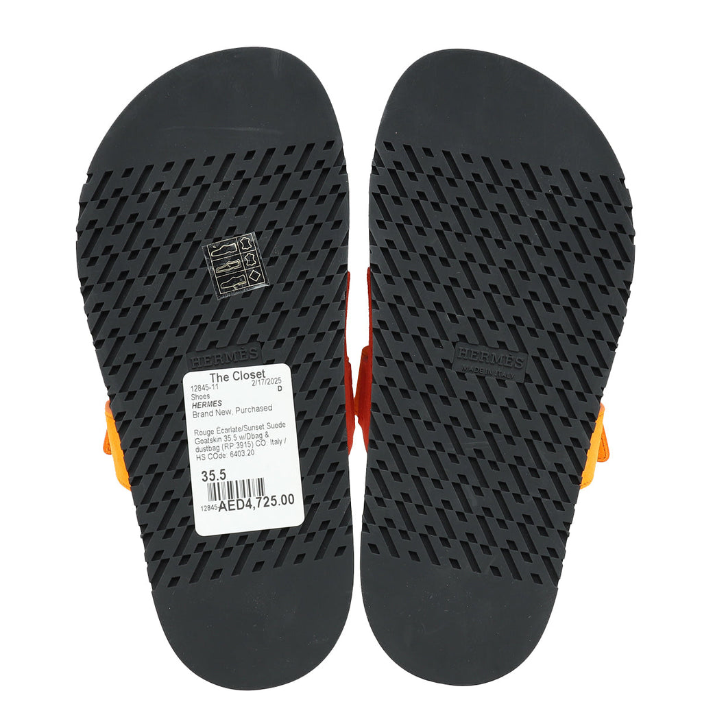 Hermes Bicolor Suede Chypre Sandals 35.5