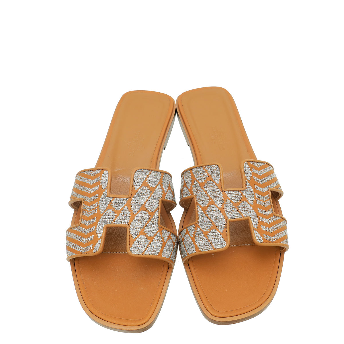 Hermes Veau Bride Embroidered Oran Sandal 36.5