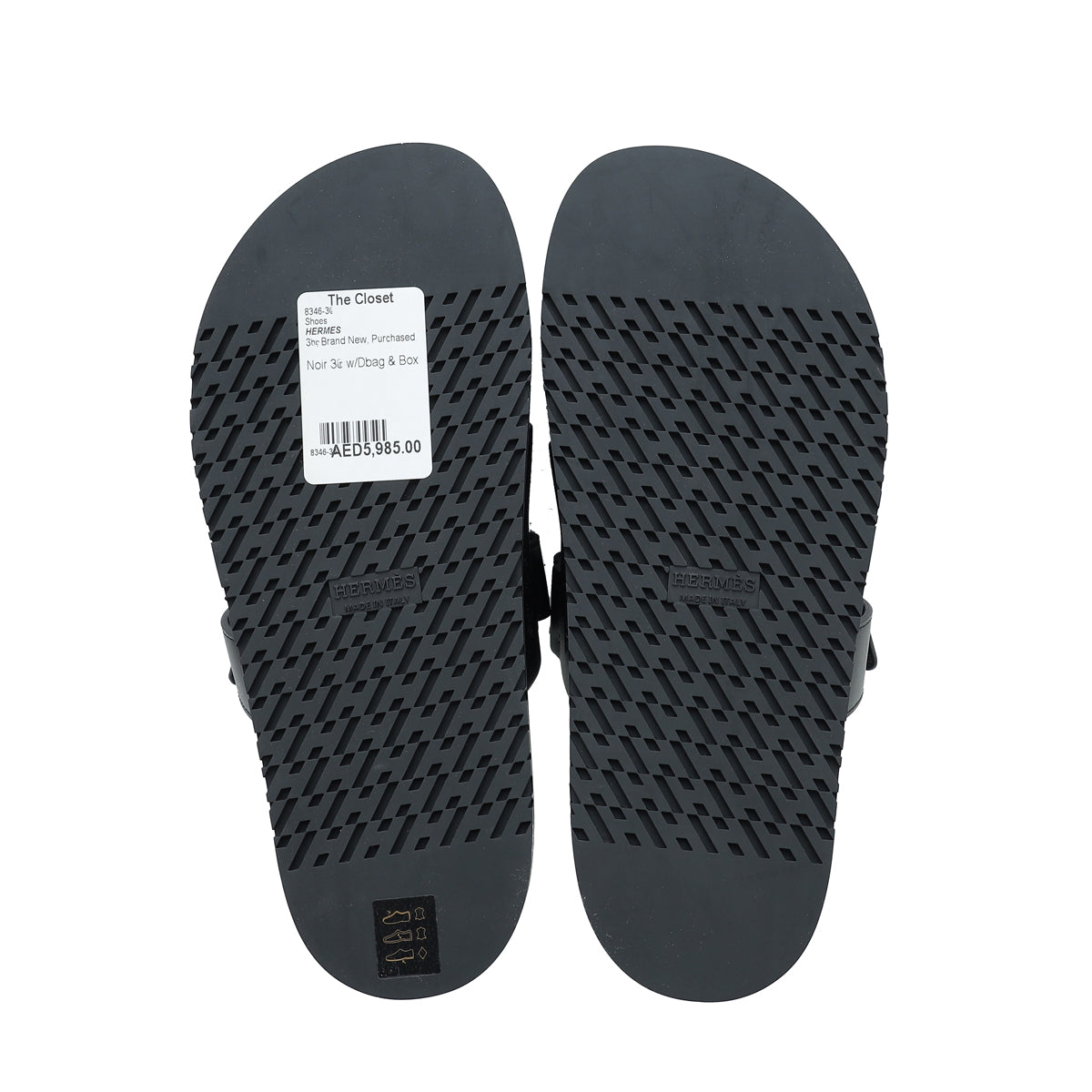 Hermes Noir Chypre Sandal 36.5