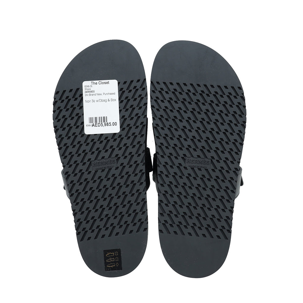 Hermes Noir Chypre Sandal 36.5
