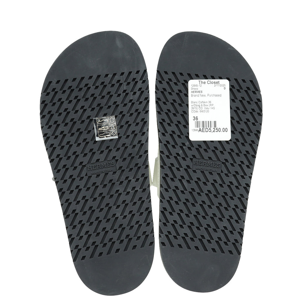 Hermes Blanc Chypre Sandals 36