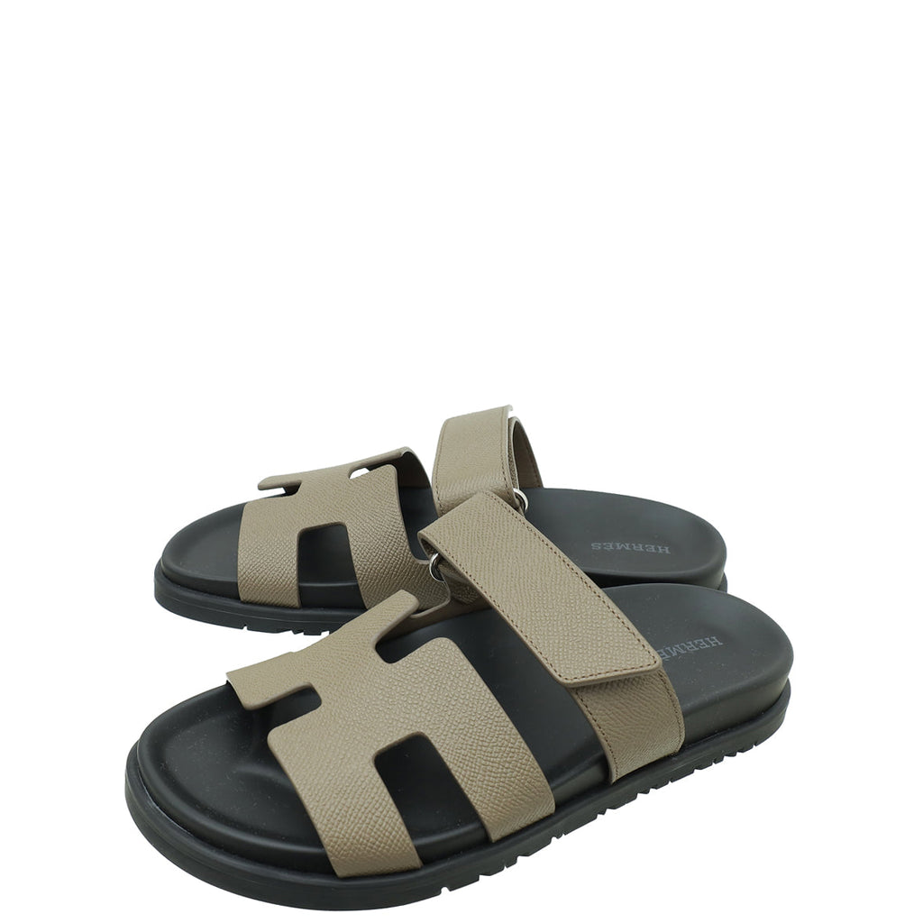 Hermes Etoupe Chypre Sandals 36