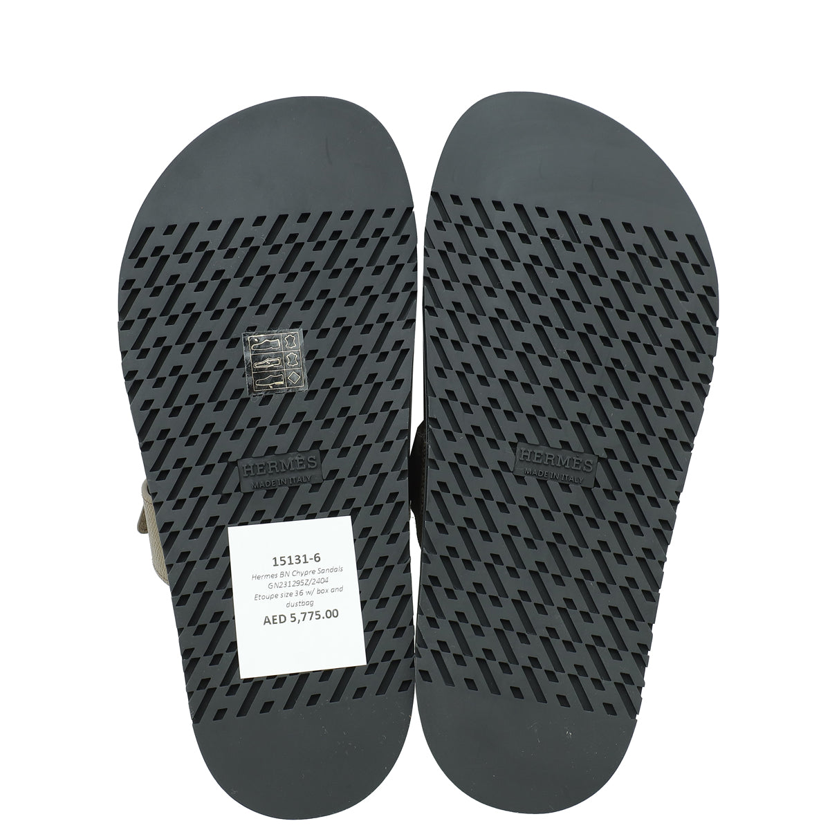 Hermes Etoupe Chypre Sandals 36