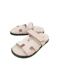 Hermes Rose Porcelain Suede Chypre Sandal 36